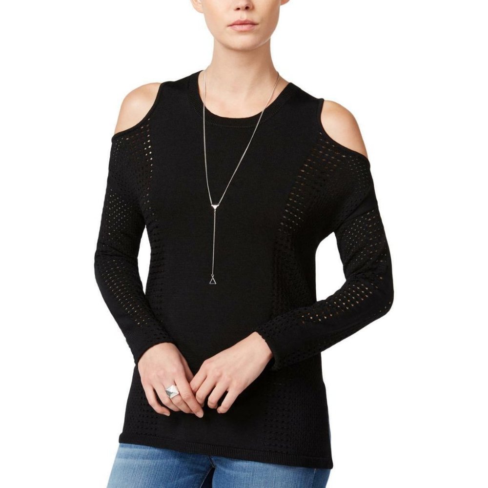 BAR III Black Cut Out Long Sleeve Top XS